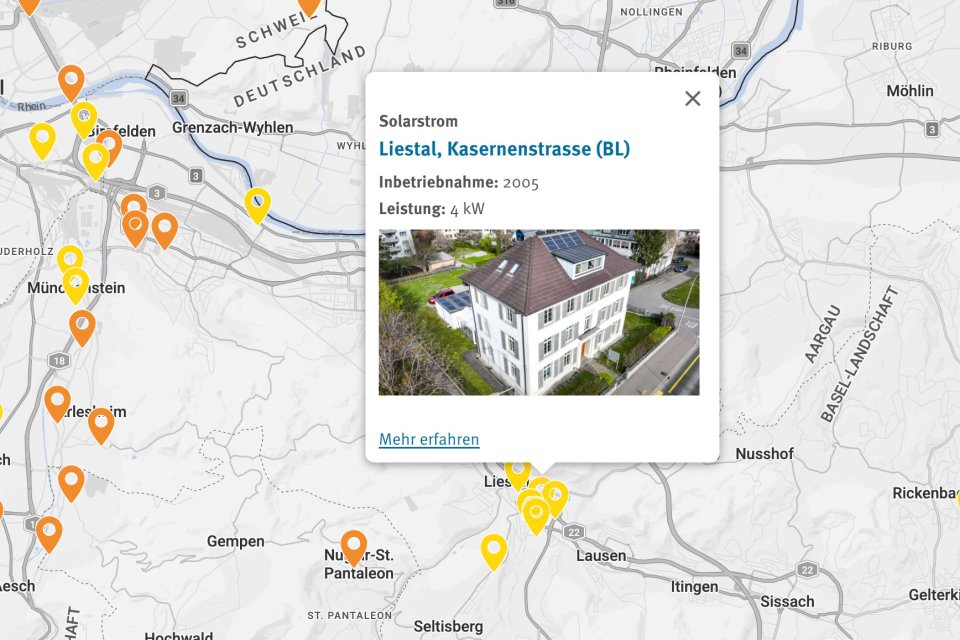Neue Kartenansicht auf der ADEV-Website